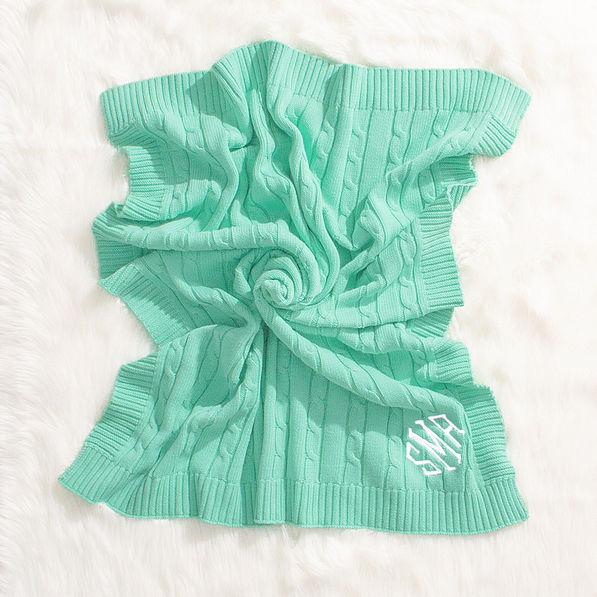 mint baby monogrammed blanket twisted