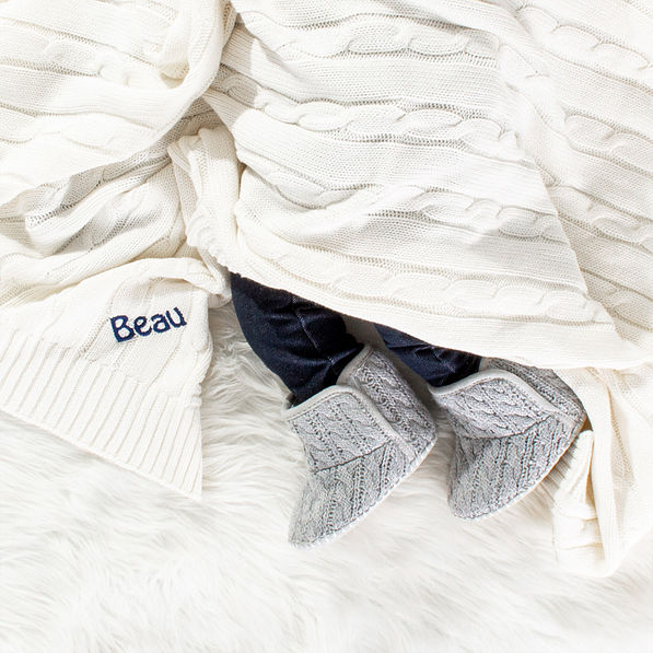 ivory personalized baby blanket with name embroidered