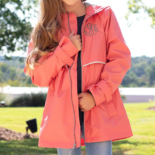 girls coral new england rain jacket