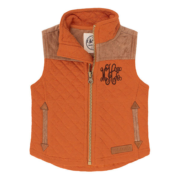 pumpkin kids monogrammed quilted vest