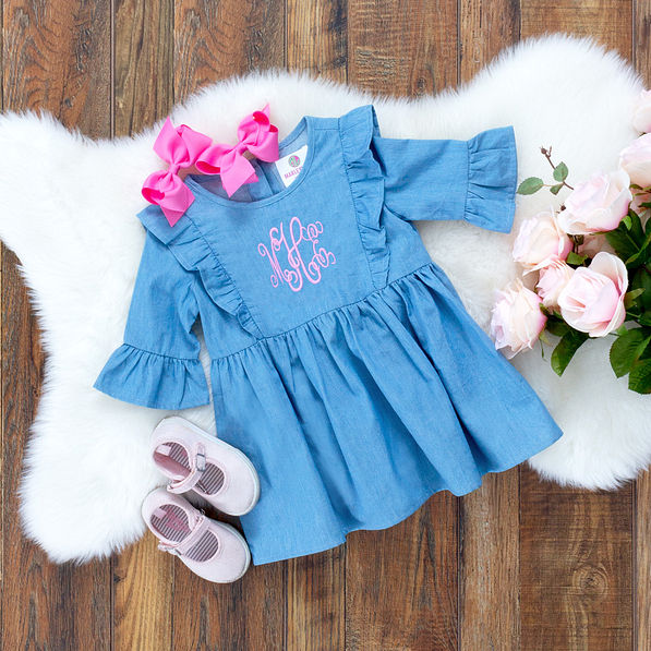 baby girls ruffle denim dress