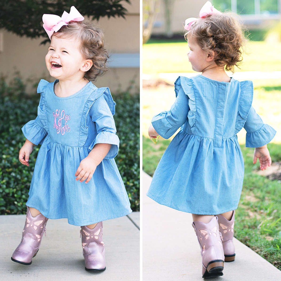 Marleylilly Kids Personalized Denim Dress