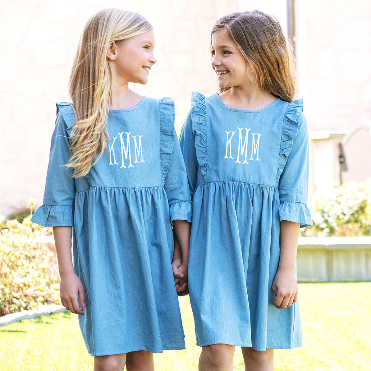 Marleylilly Kids Personalized Denim Dress