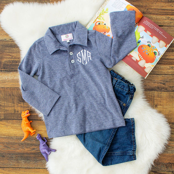 toddler boys long sleeve blue polo