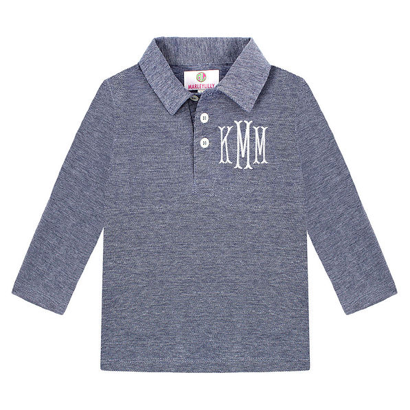 monogrammed boys long sleeve polo
