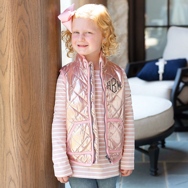 youth girls metallic rose gold vest