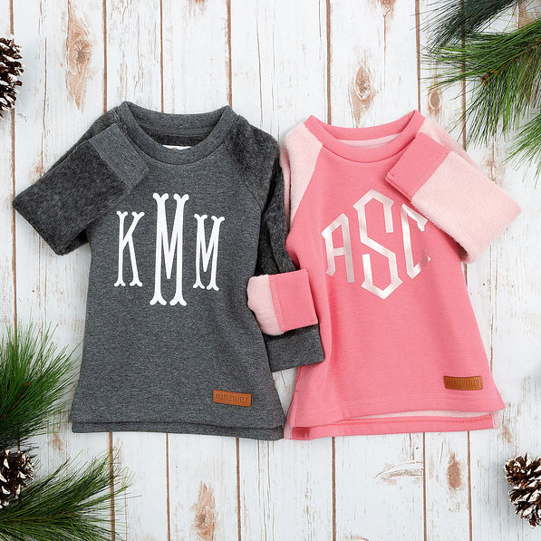 kids grey & pink raglan sweatshirts
