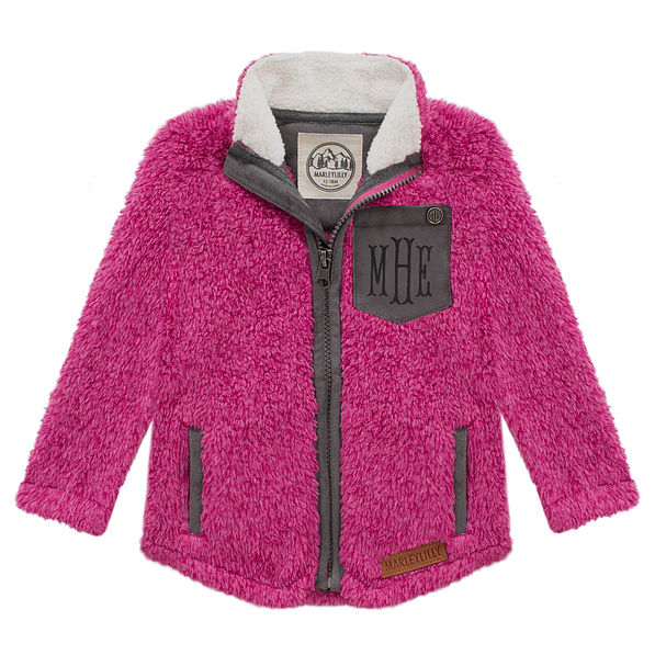 Womens Monogrammed Sherpa Zipper Pullover Jacket-personalized 
