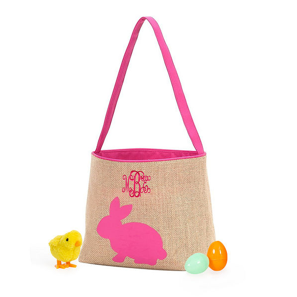 monogrammed kids pink bunny bucket
