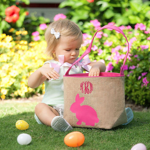 girls pink canvas easter basket