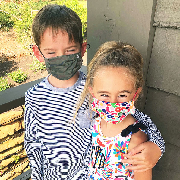 cute youth kids in face masks