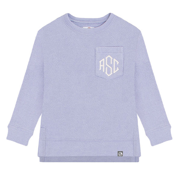 kids lavender monogrammed coastal crewneck