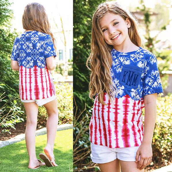 youth girls americana tie dye t-shirt