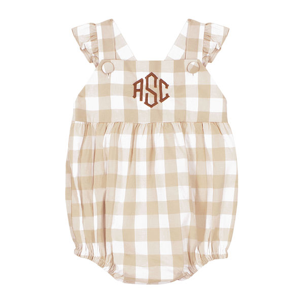 tan gingham baby bubble