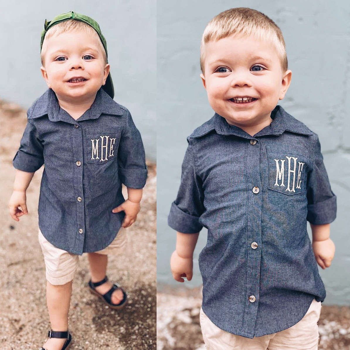 Marleylilly Kids Personalized Button Up Top