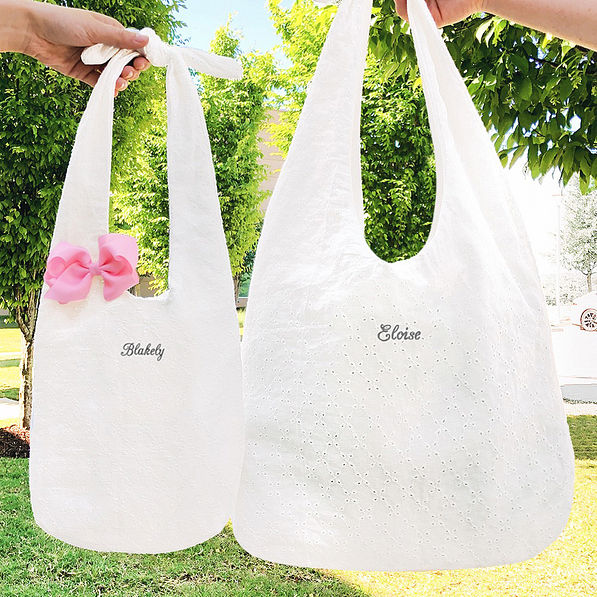 mom and me white eyelet hobo bags