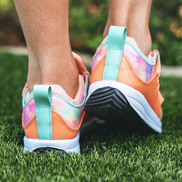 back of youth tie dye sneakers