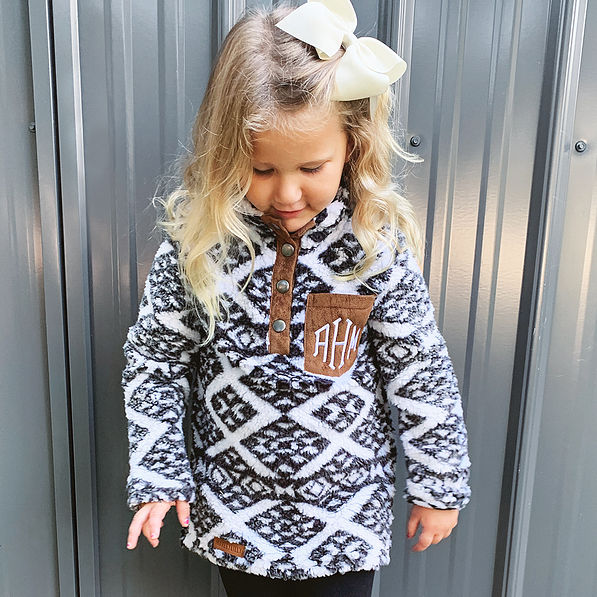 girls aztec print sherpa pullover