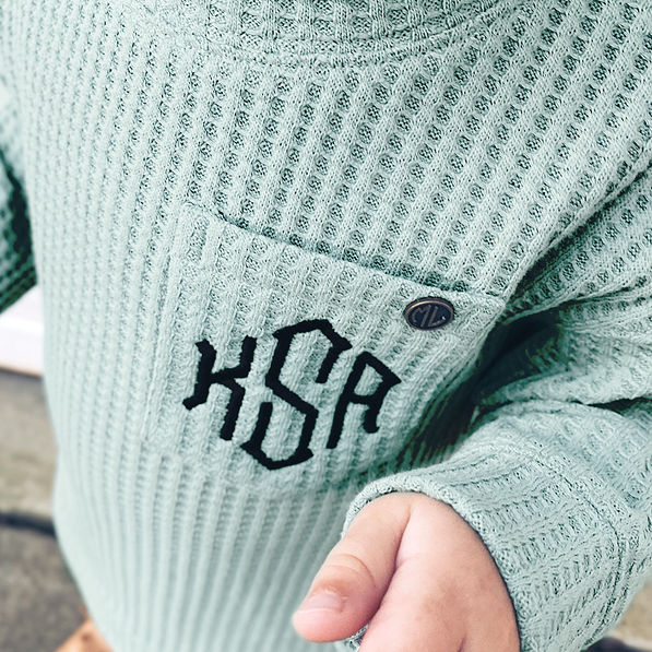 detail of waffle texture on kids sweatshirt