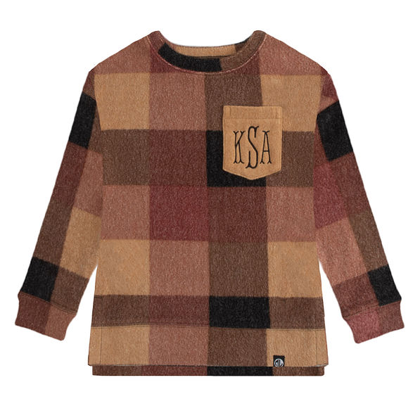 monogrammed kids everyday sweatshirt in spice buffalo
