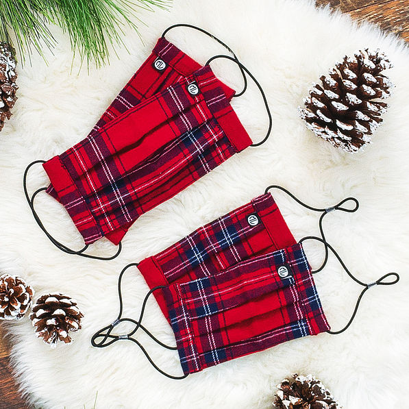 mom and me holiday plaid face masks