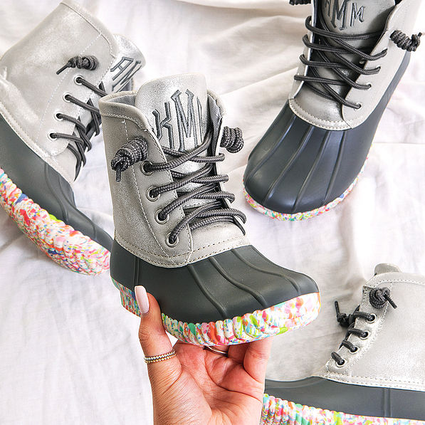 kids confetti duck boots selfie
