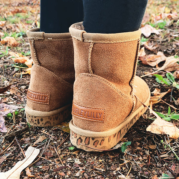 back of kids leopard sole boots
