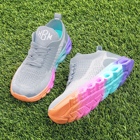 youth girls monogrammed rainbow sole sneakers