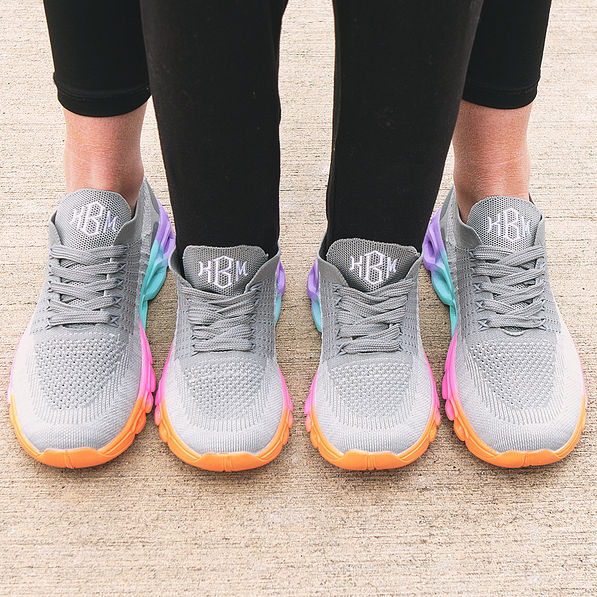 mom and me grey rainbow sneakers