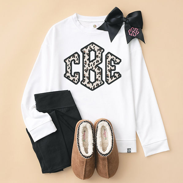 tan leopard personalized kids crewneck sweatshirt ootd