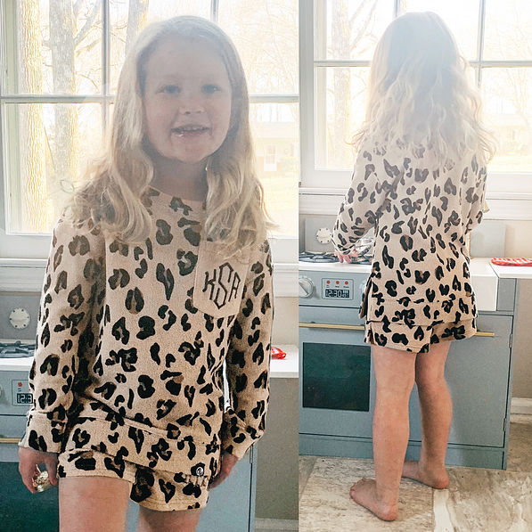 adi in leopard coastal + shorts