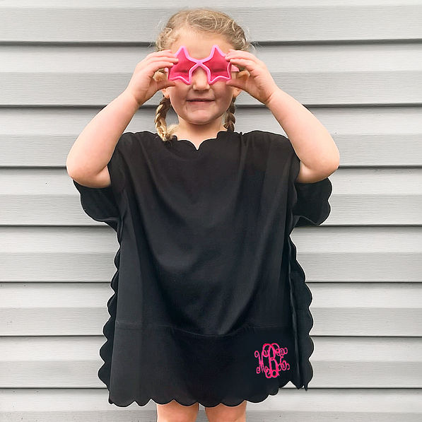 girls black scallop cover up with sunnies