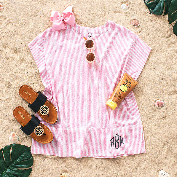 kids monogrammed nantucket coverup in sand