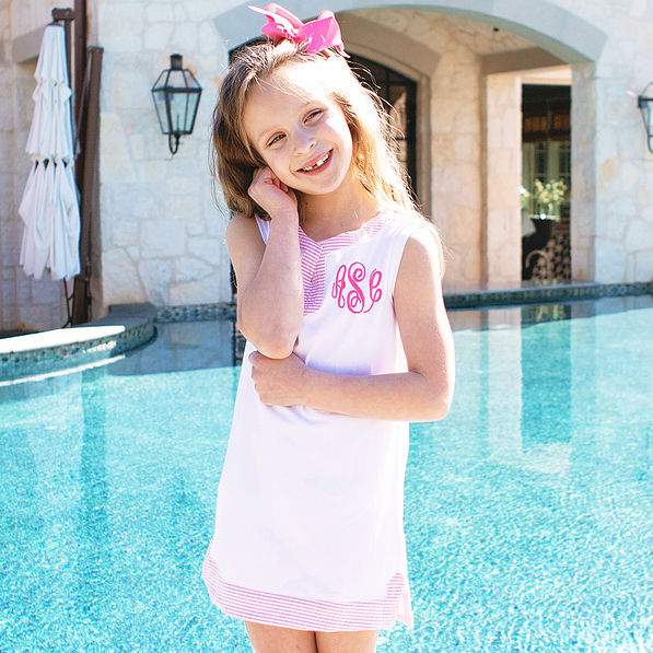 monogrammed girls cover up by pool