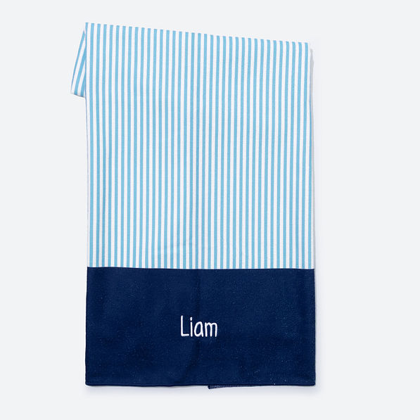 monogrammed kids beach towel in blue mini stripes china 2026