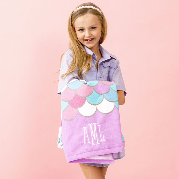mermaid kids beach towel in hands