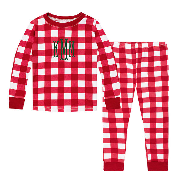 Girls Pajama Plaid PJ Cotton Pants Red White Black Navy Multi Color (M  Youth, RGW)