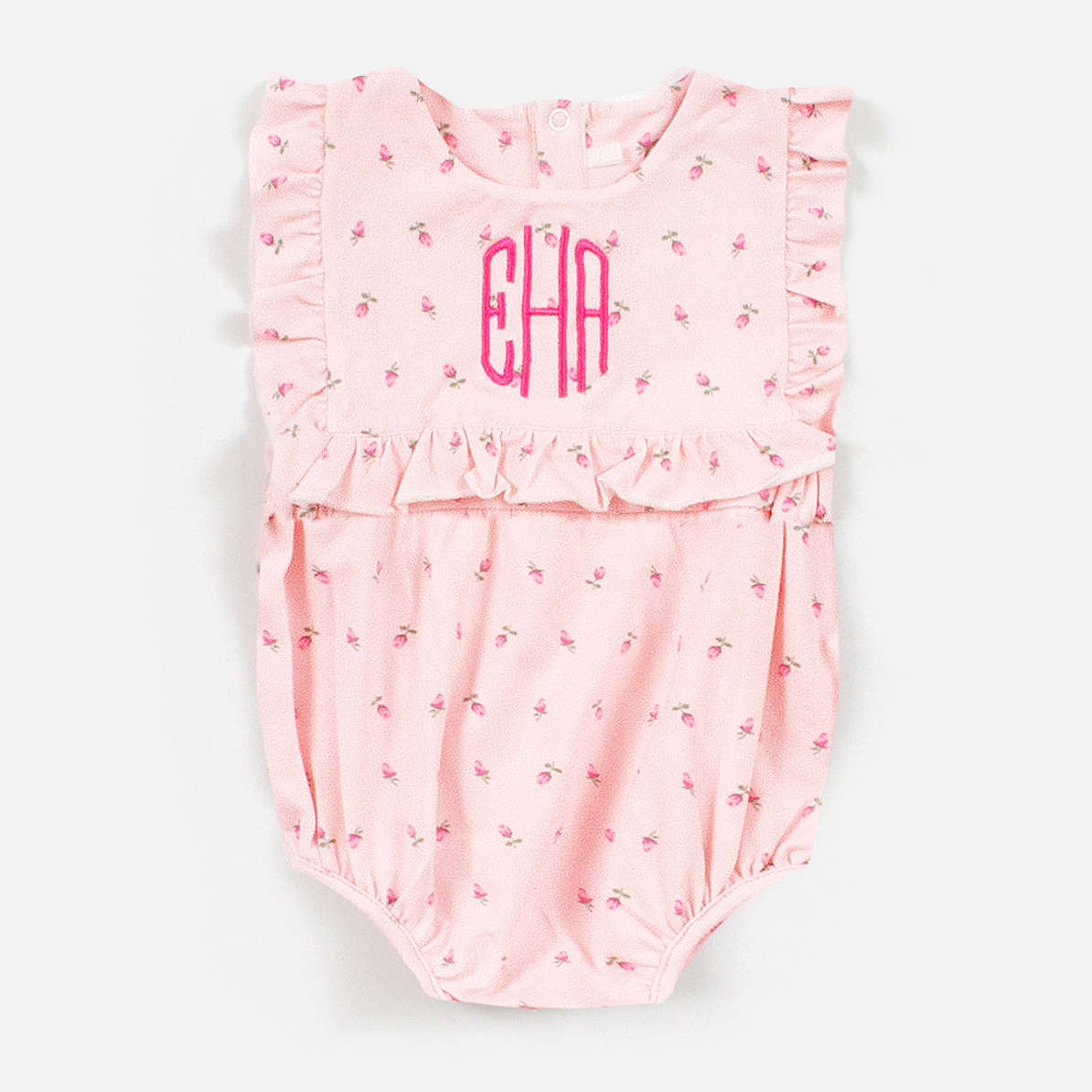 Marco & Lizzy Baby Girls Pink Floral Bubble with Petal Collar