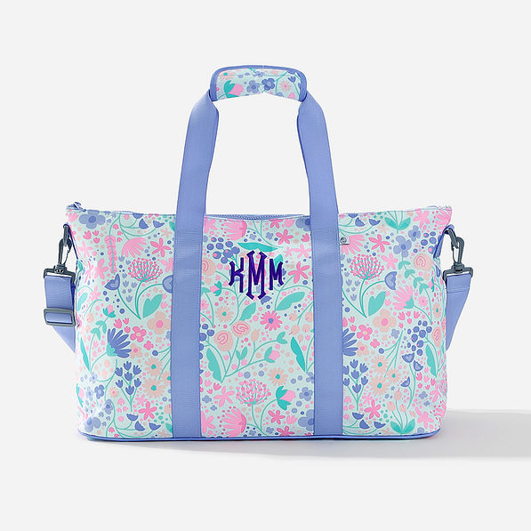 monogrammed kids weekend bag in lavender bloom