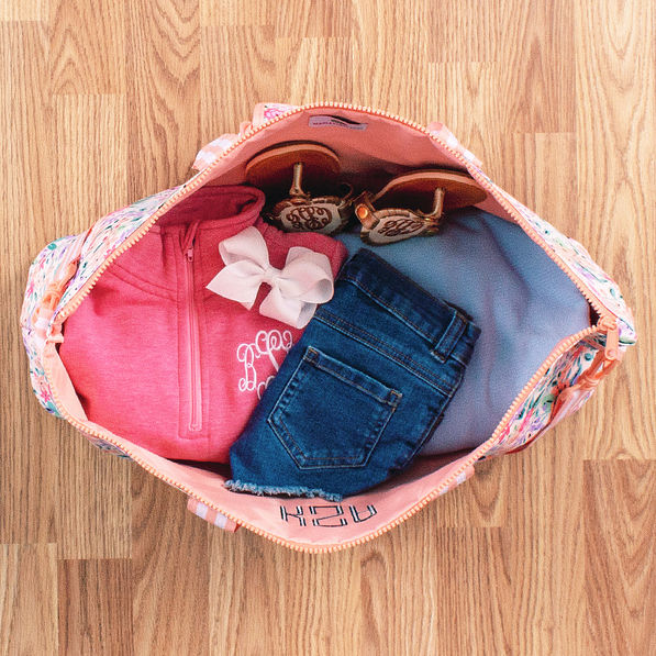 inside shot of kids weekend bag
