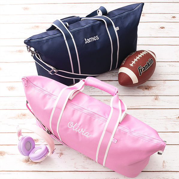 duo kids weekend bags in bubblegum pink and navy