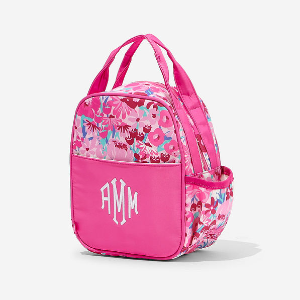 personalized lunch box in pink prairie