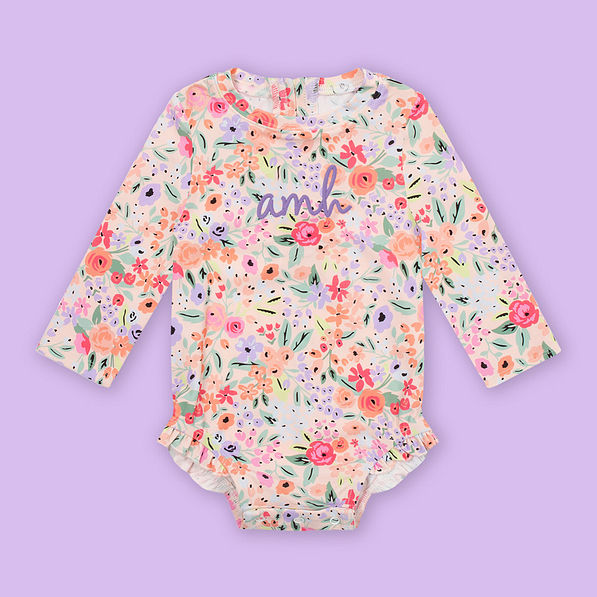 Monogrammed Kids Rashguard Swimsuit