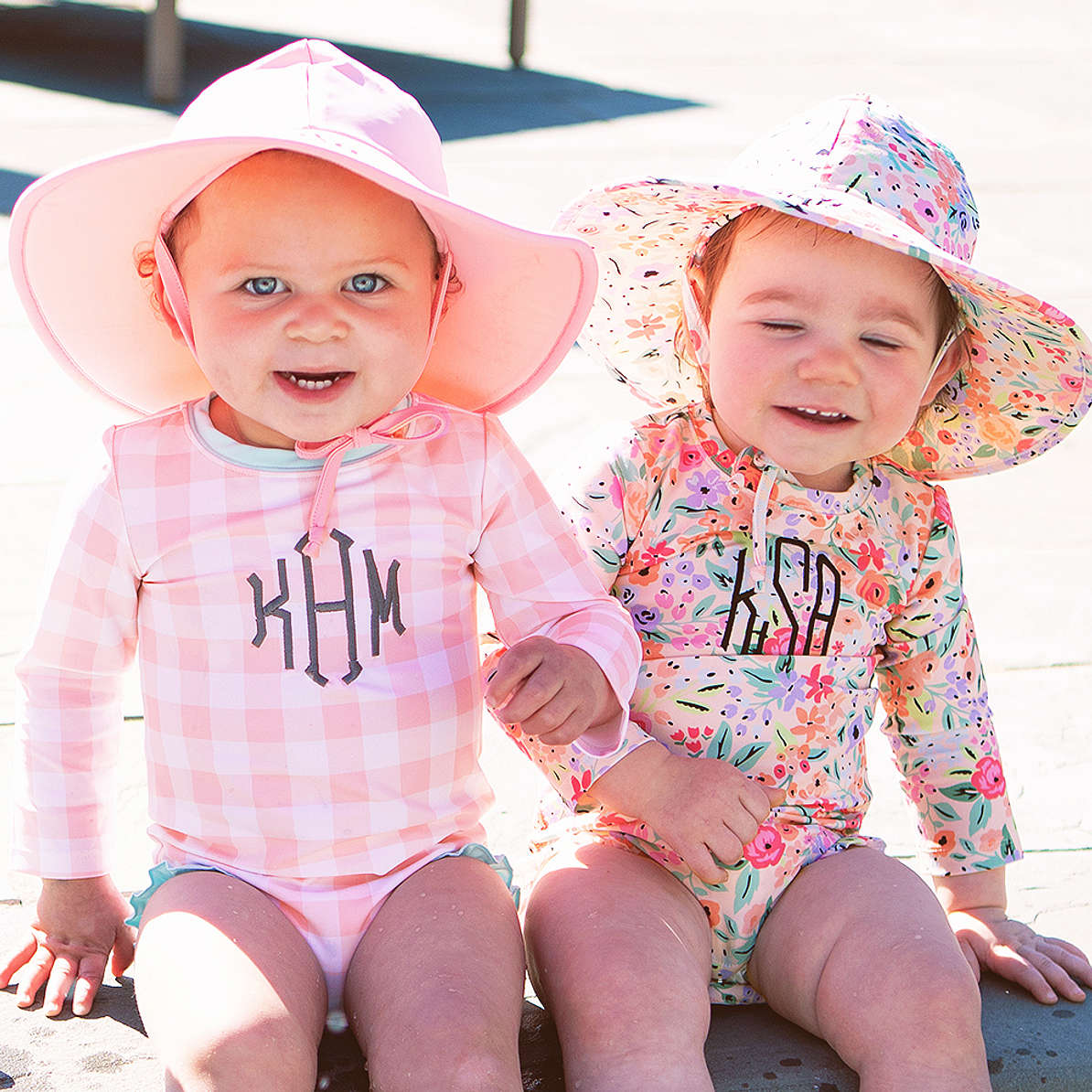 Girl's Personalized Rashguard Bathing Suits