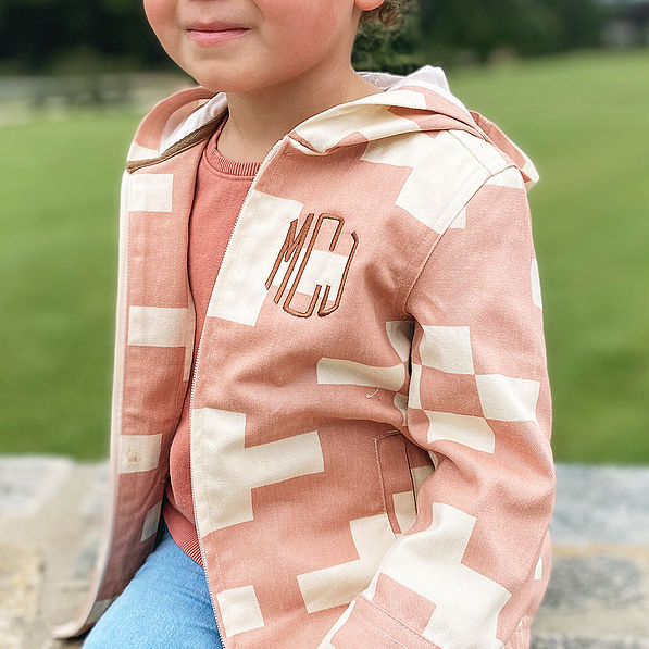 kids hooded aztec shaket detail