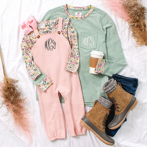 mom and me sage and blush outfits