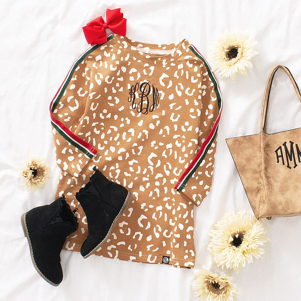 girls caramel leopard dress outfit