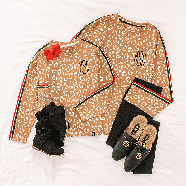 mom and me caramel leopard sweatshirts