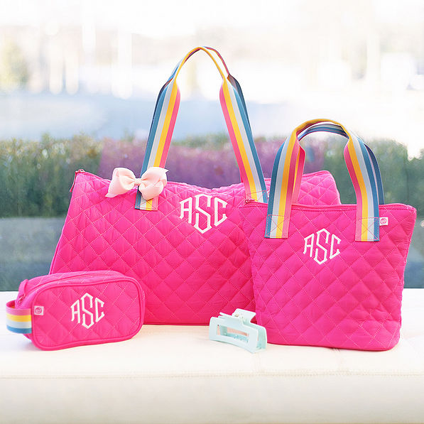 monogrammed kids diamond quilted collection with duffel bag