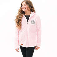 personalized sherpa hoodie jacket in light blush pink